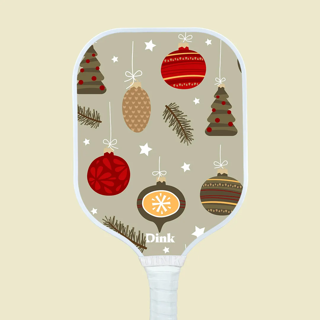 Festive lights and ornament custom pickleball paddle design from Dink