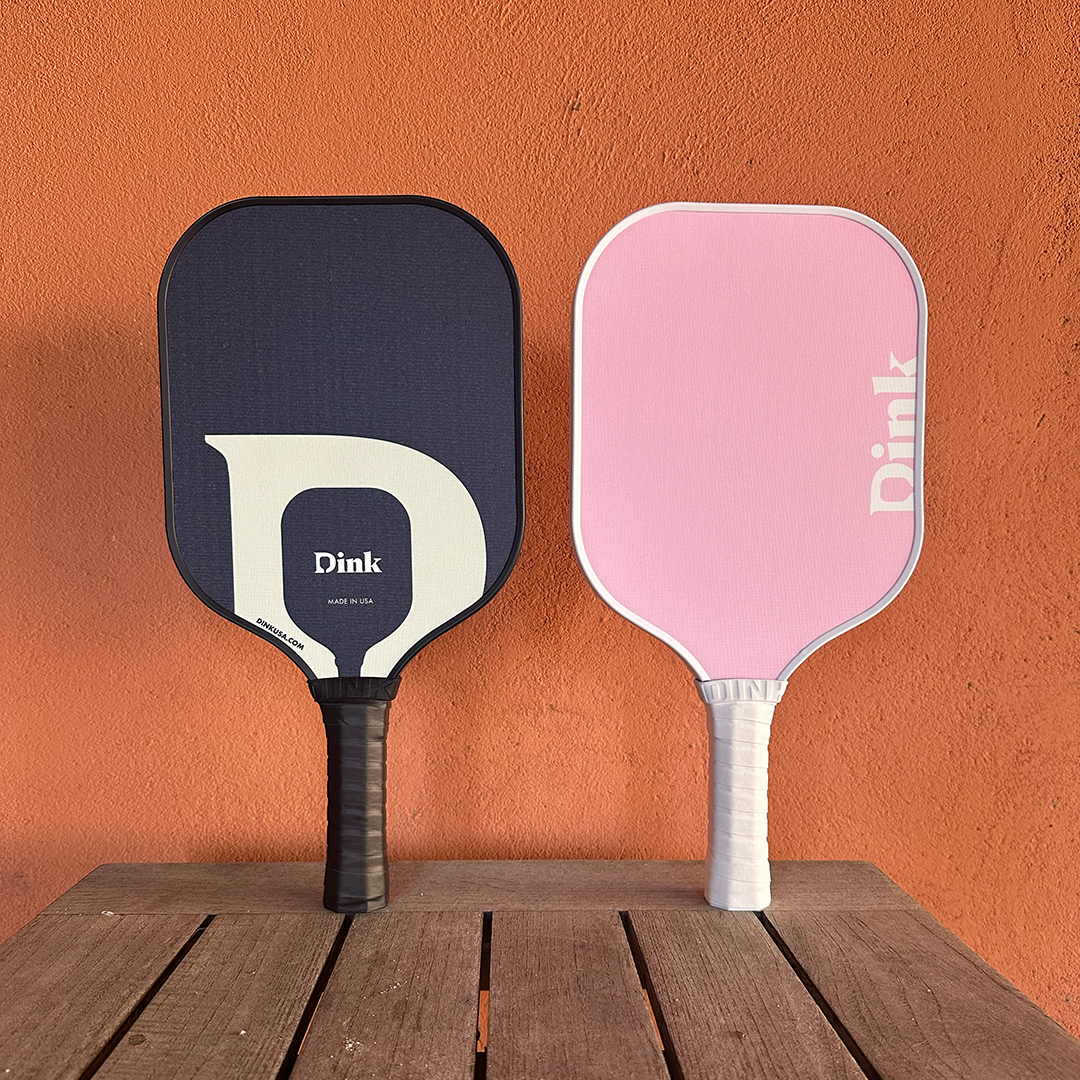 Dinks black and pink personalized pickleball paddles