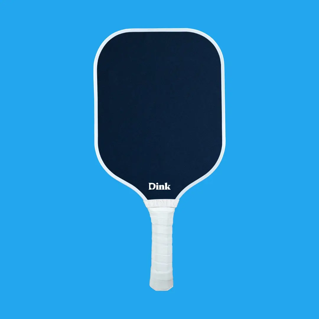an elegant blue custom pickleball paddle with white edge