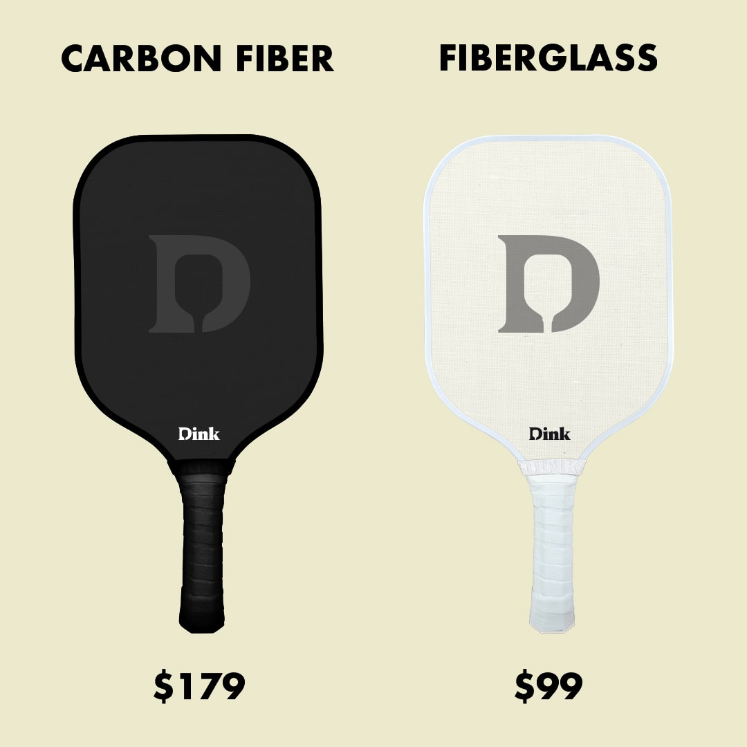 Dinks Carbon Fiber and Fiberglass Pickleball Paddles Price Comparison