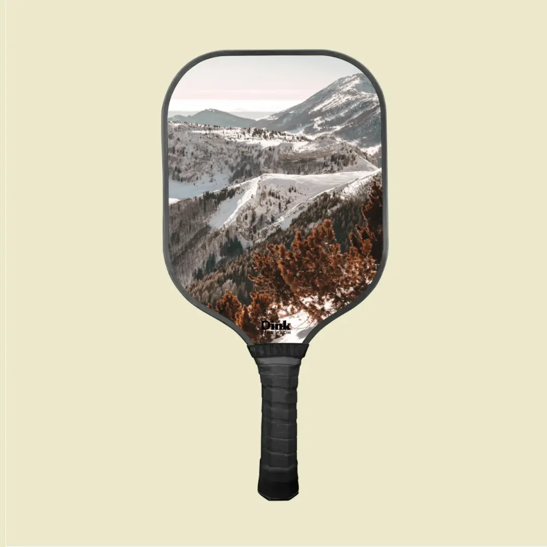 Valentines day custom pickleball paddle with white mountain picks design