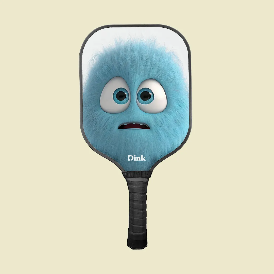 dink´s custom pickleball paddle with a cute blue monster