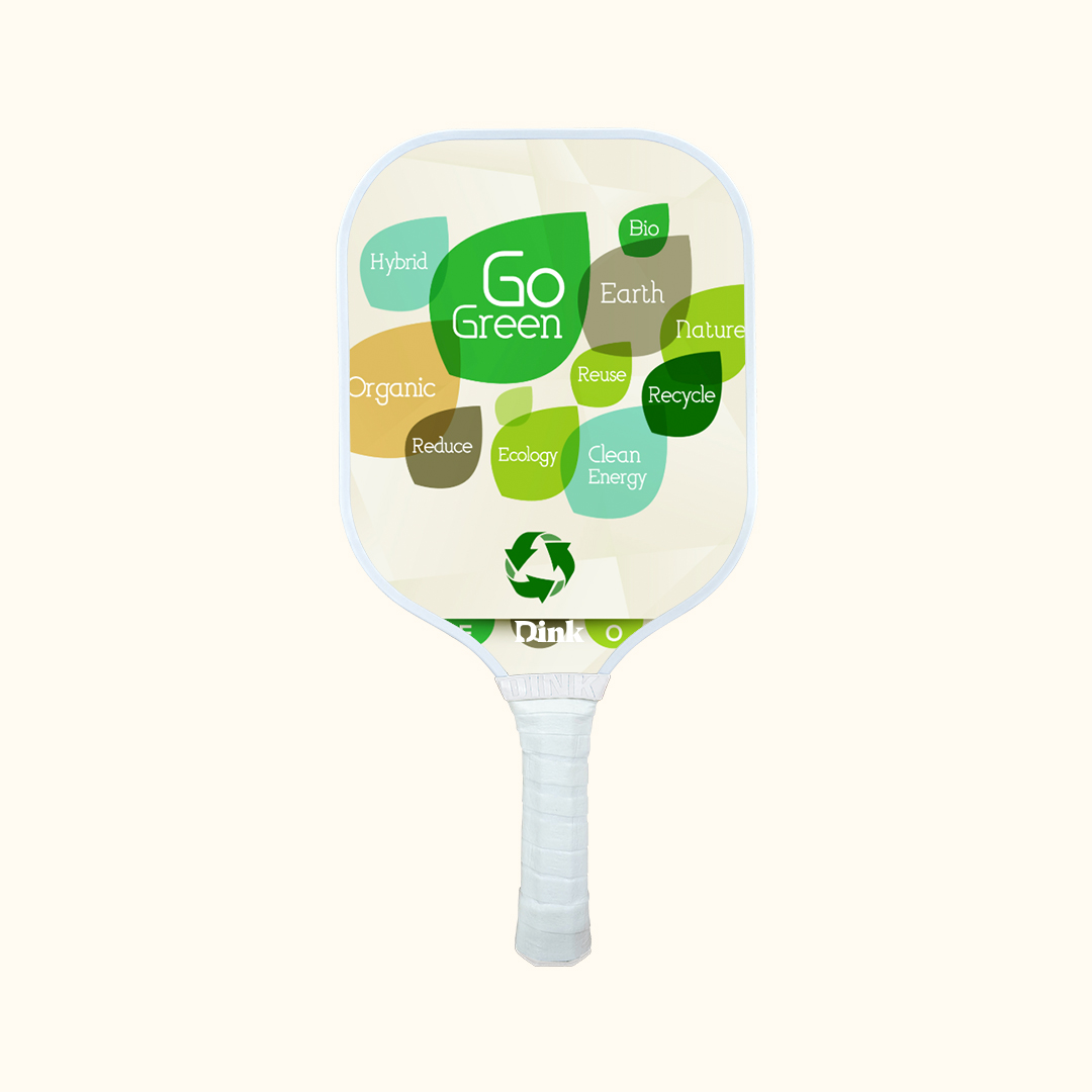 Different eco symbols on Dink custom pickleball paddle