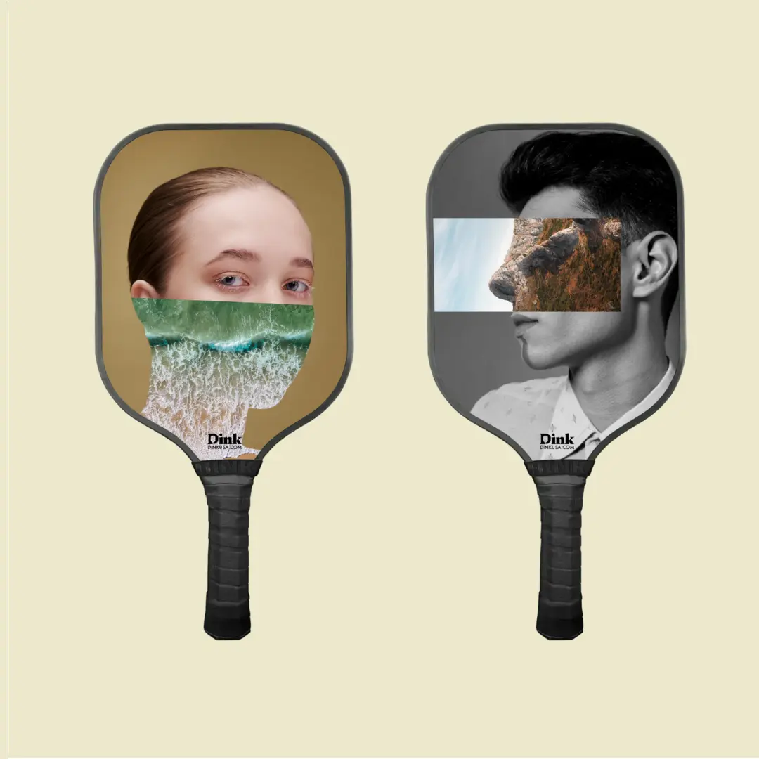 Valentines day custom pickleball paddle set with a couples matching design