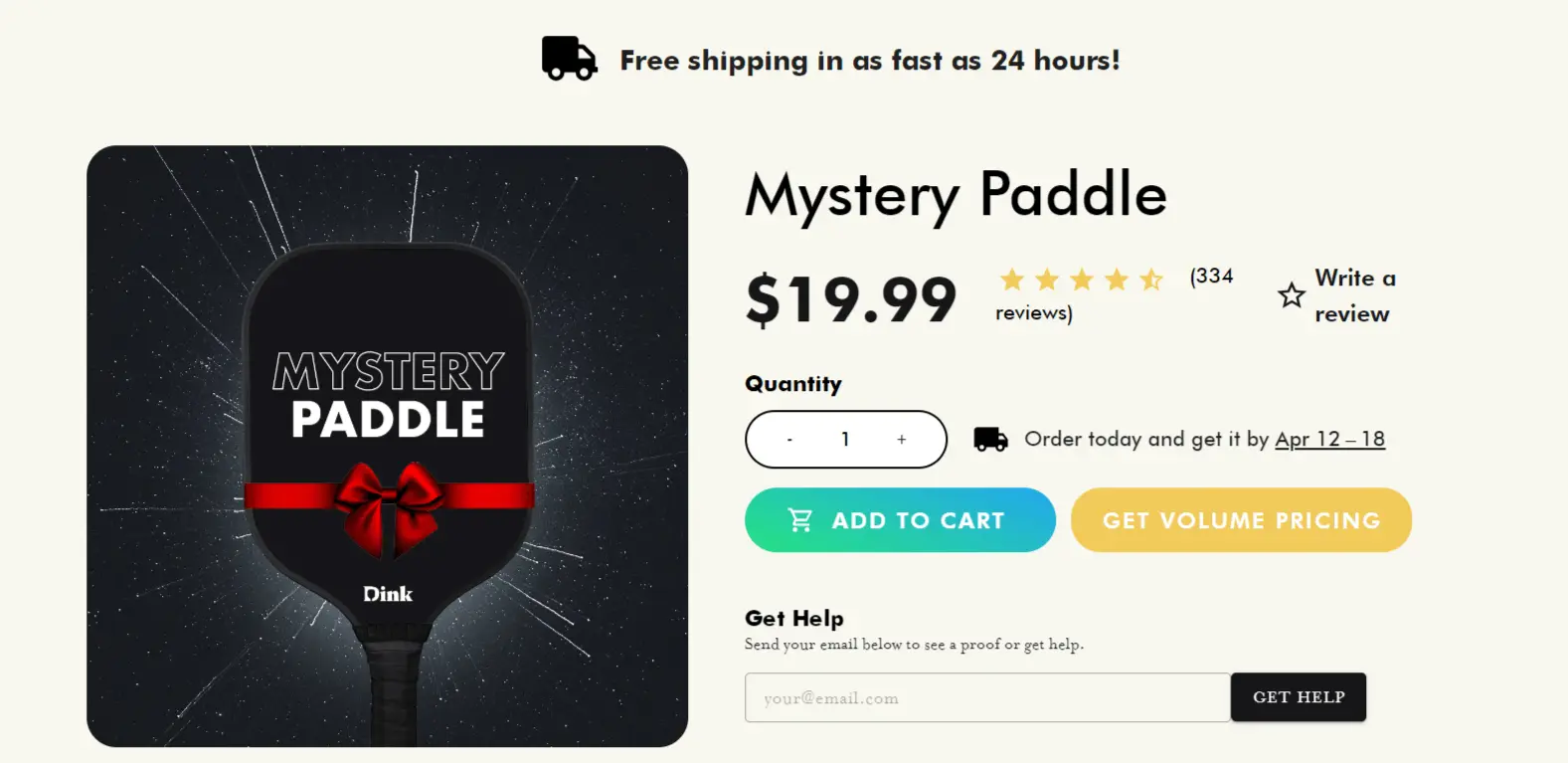 Dink's mystery pickleball paddle website