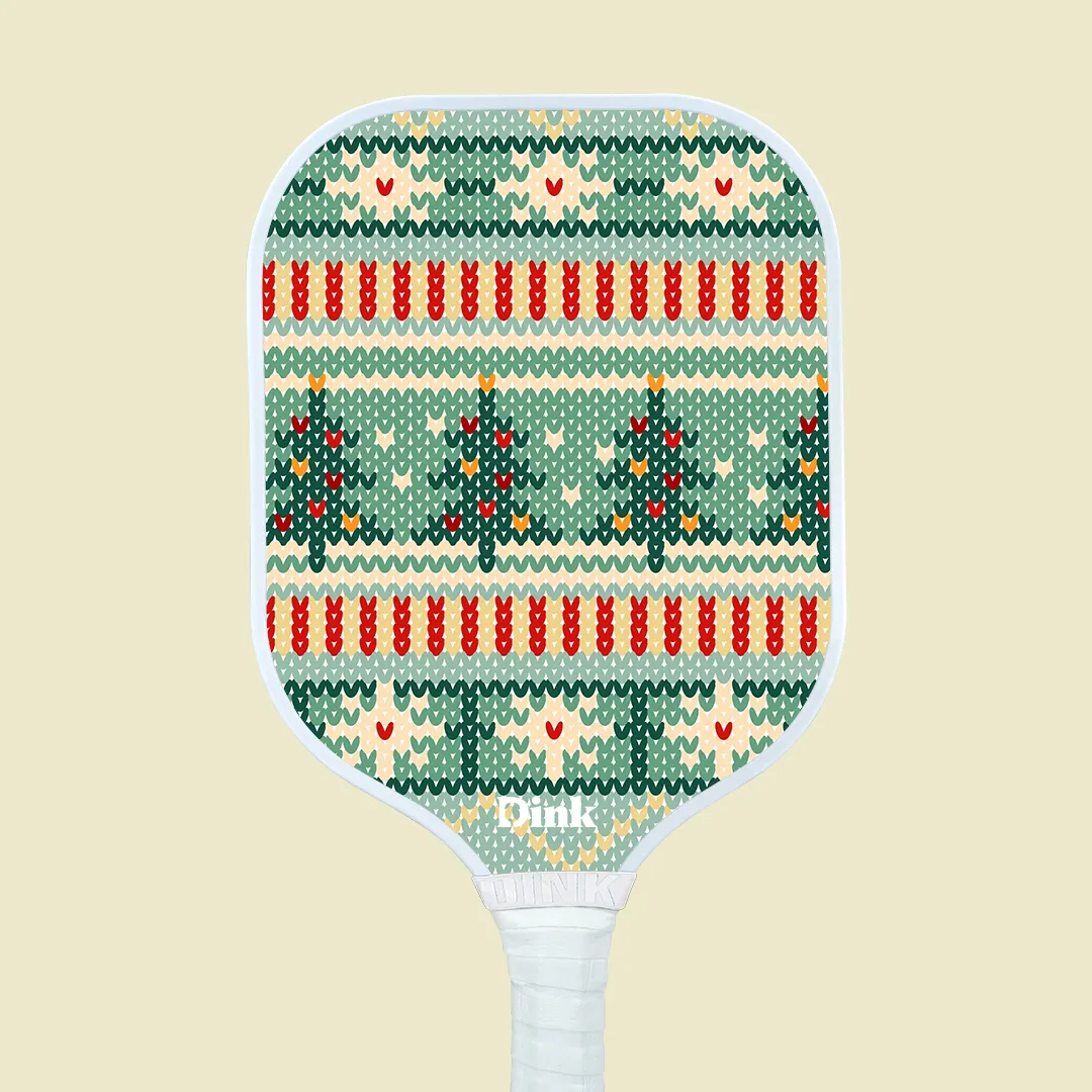Christmas sweater-inspired custom pickleball paddle design from Dink