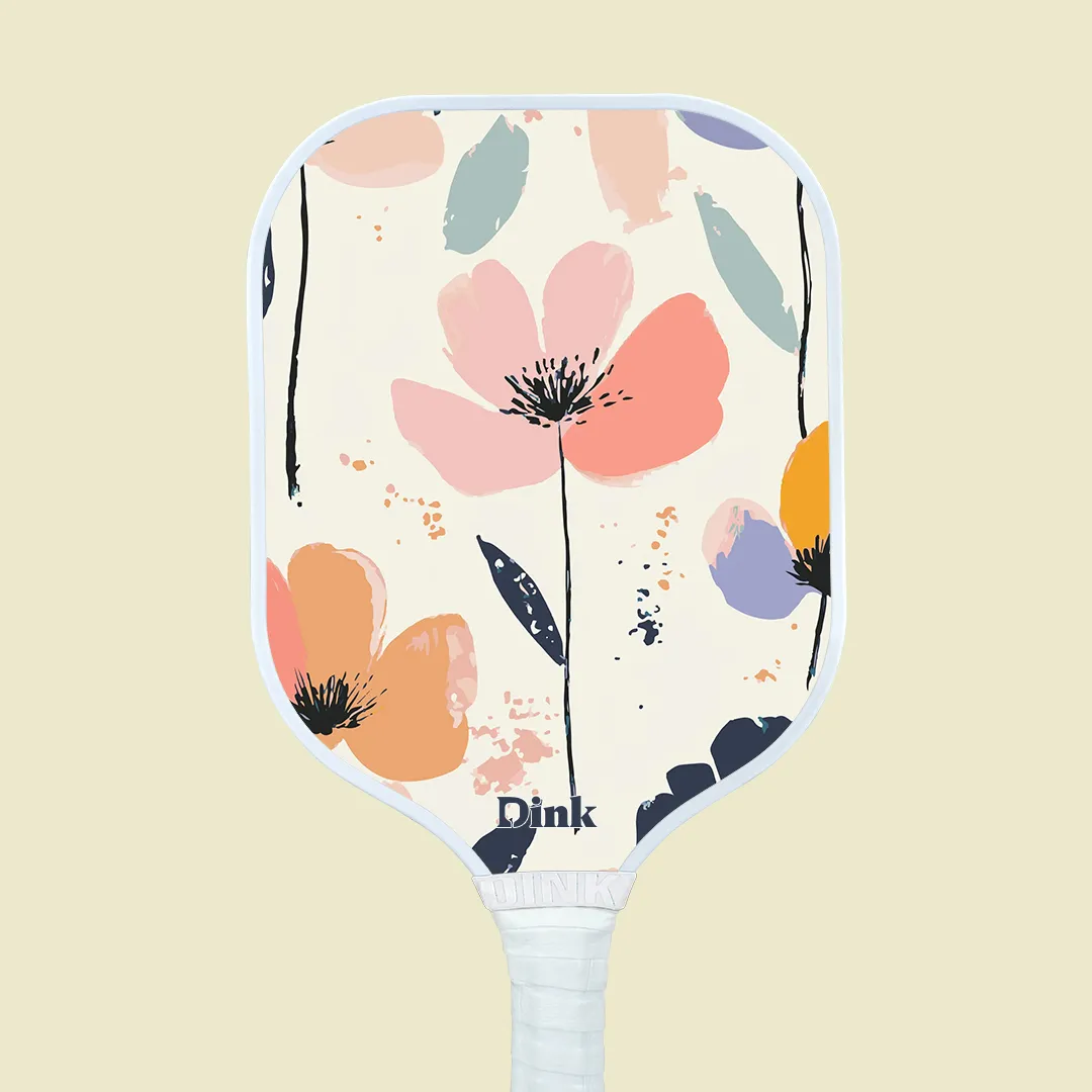 pink and green flowers custom pickleball paddle design from Dink