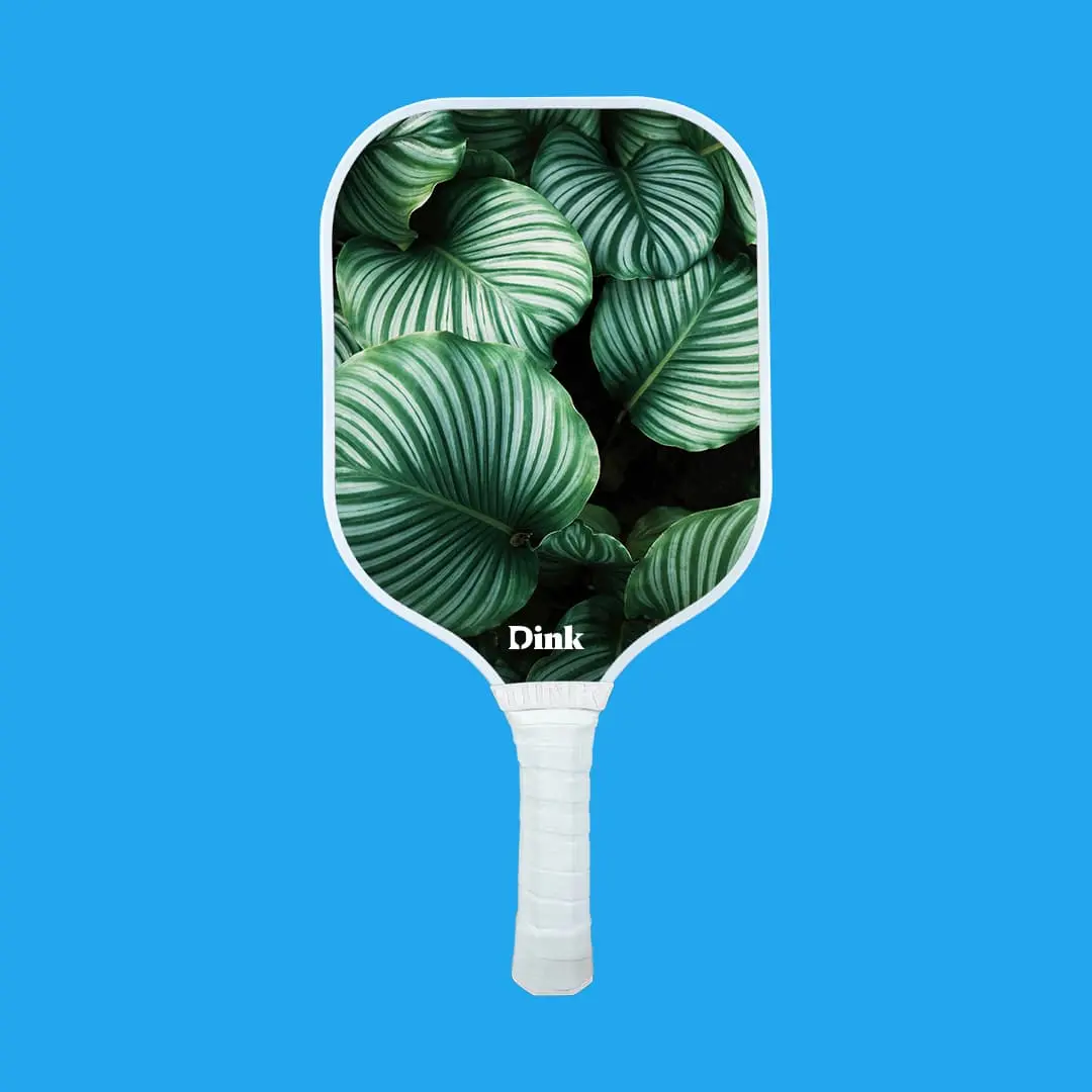 green leaves as a pickleball paddle custom design