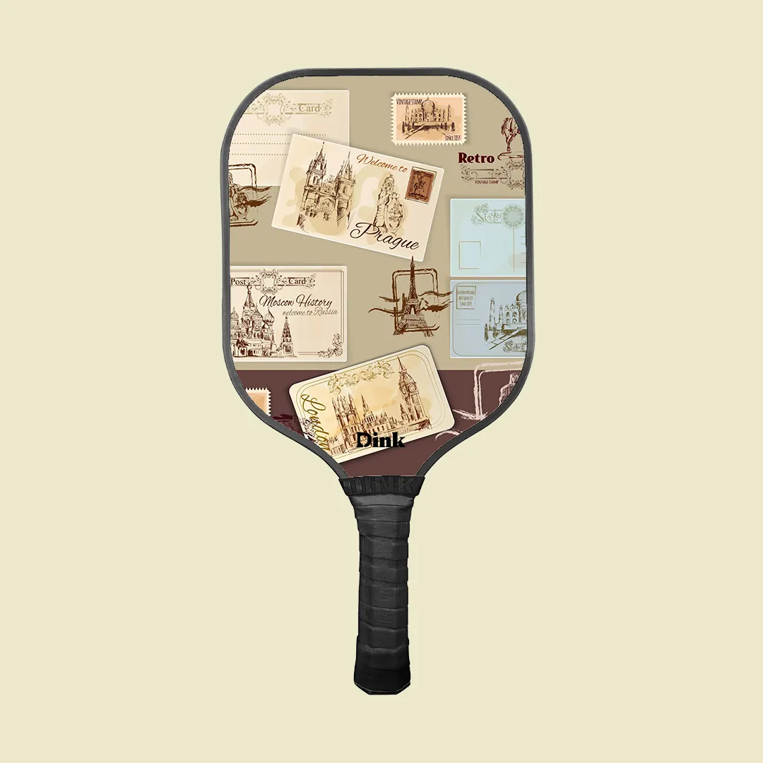 A custom pickleball paddle from Dink with a family heritage design