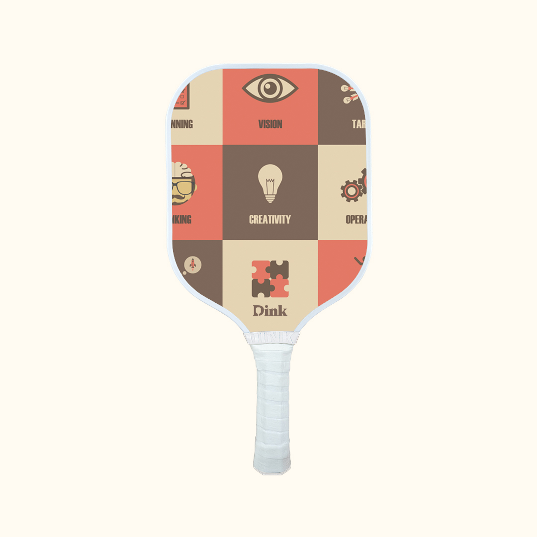An infographic with the company values and visions on Dink custom pickleball paddle
