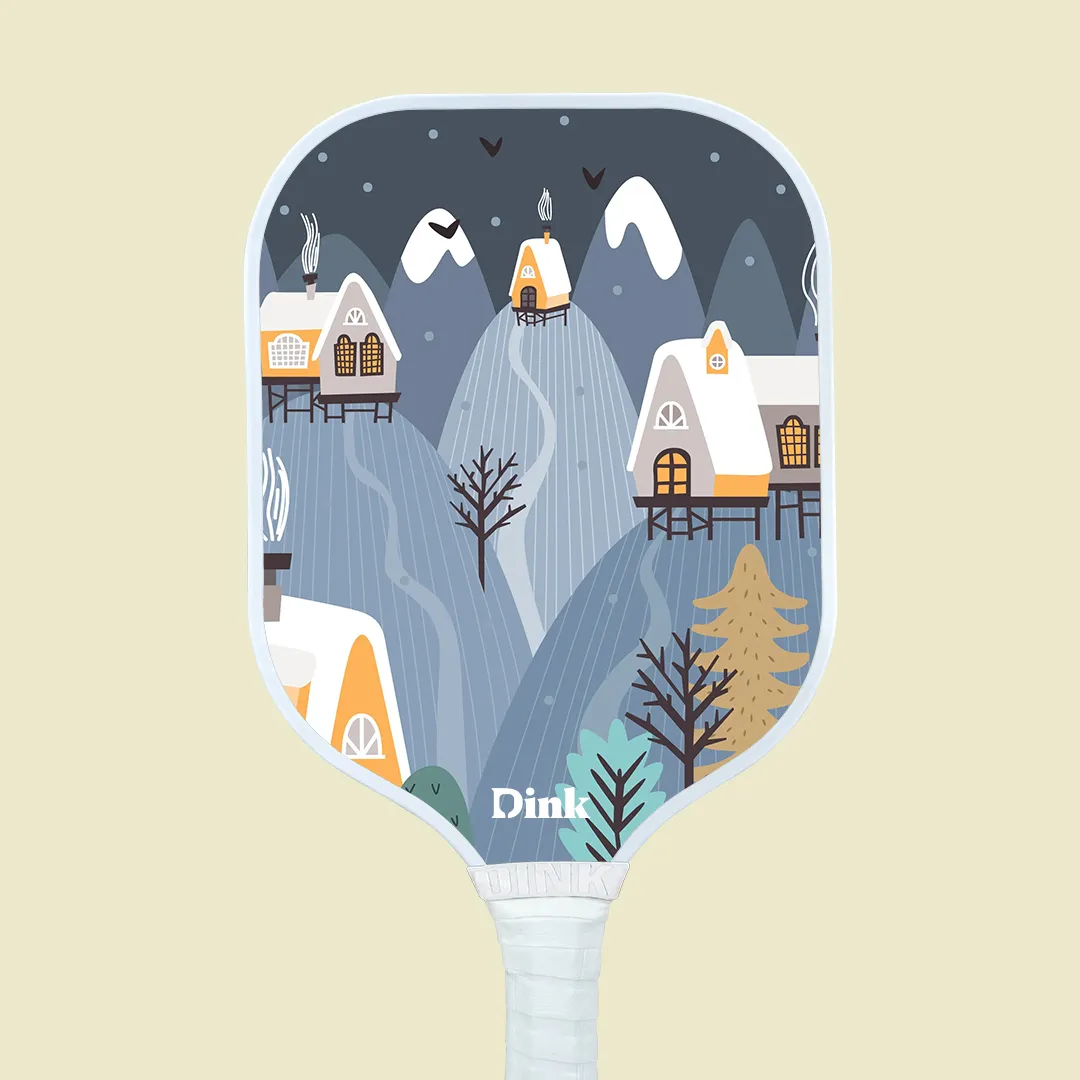 Snowflake & winter wonderland custom pickleball paddle design by Dink.