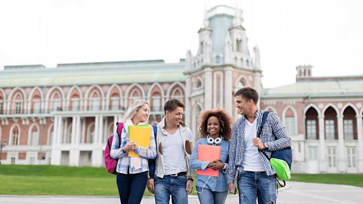 Students hanging out in the university