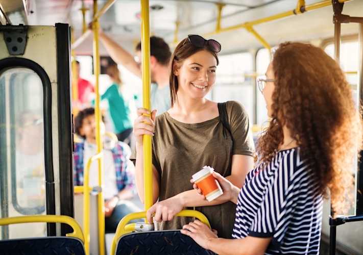 students travelling in bus