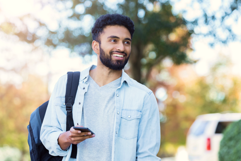 A young man on his phone