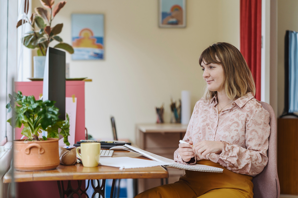 A woman working at a desk