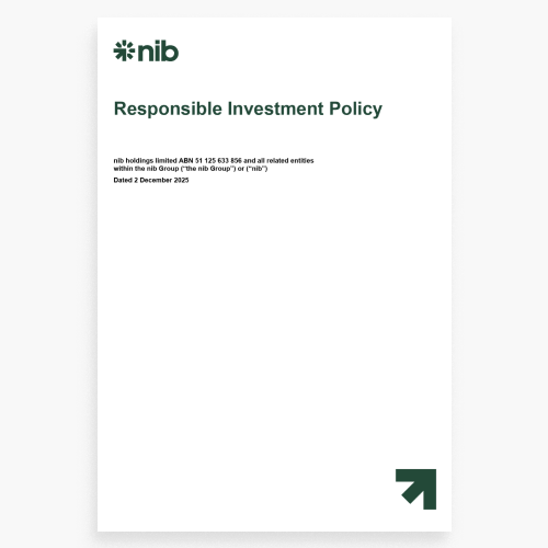 Screenshot of the cover of Responsible Investment Policy
