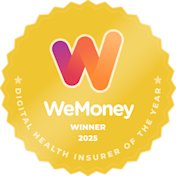 WeMoney badge. Winner 2025 Digital Health Insurer of the Year.