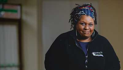 Tracey smiling.