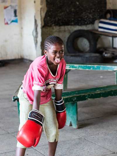 Girl at a boxing class