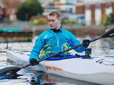 Billy in a kayak.