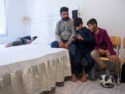 A family in a shelter