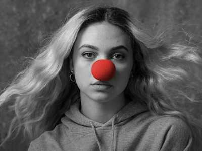 Red Nose Day, Iceland young lady wearing a red nose