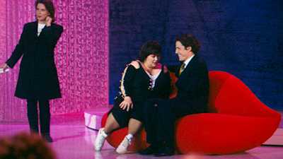 Dawn French preparing for her kiss with Hugh Grant