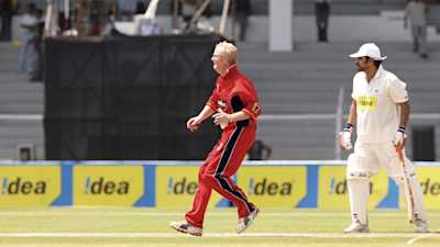 Chris Evans during the all our for India cricket match