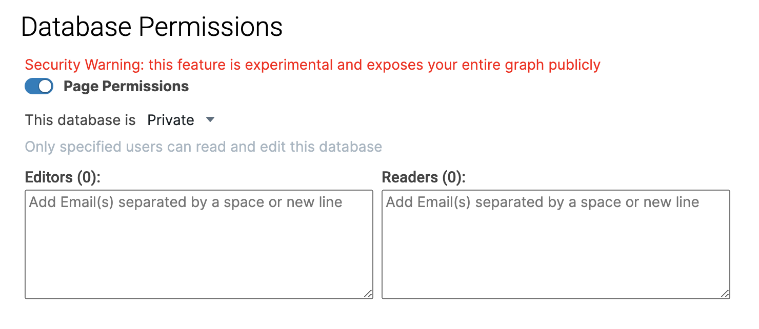 Roam database permission with page permission turned on