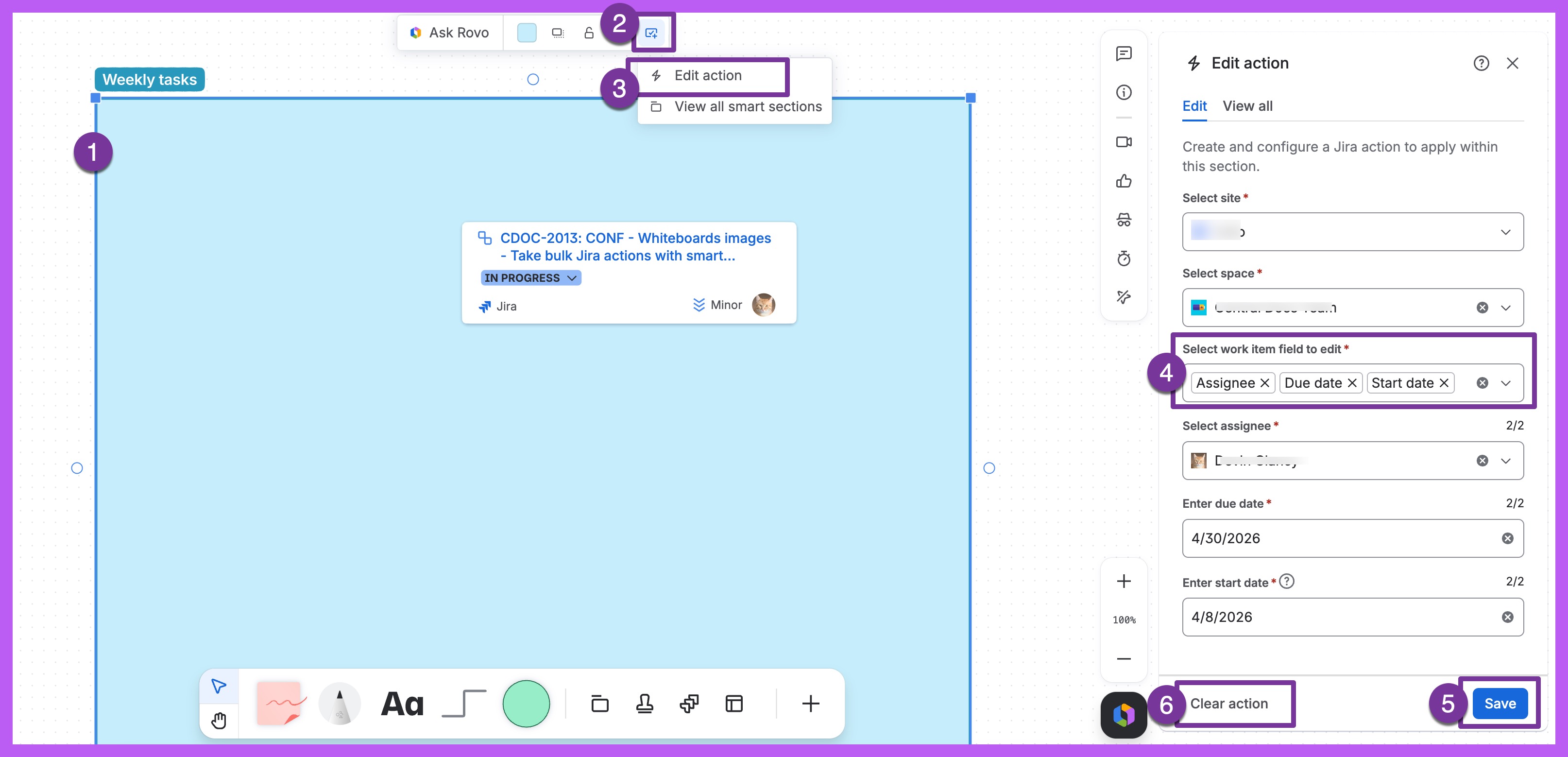 Make edits to your smart section to update Jira fields. Or, clear all settings.