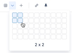 カスタムの 2 x 2 サイズの表を作成する
