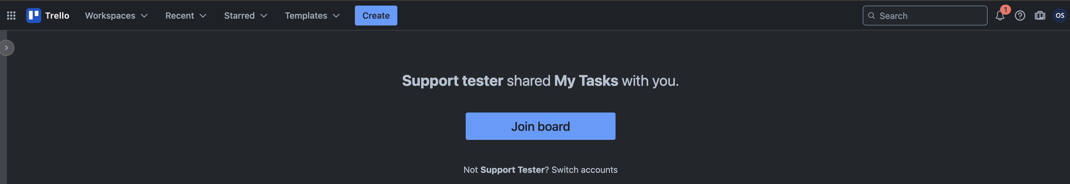 Example of the invite page to join another user's board in Trello