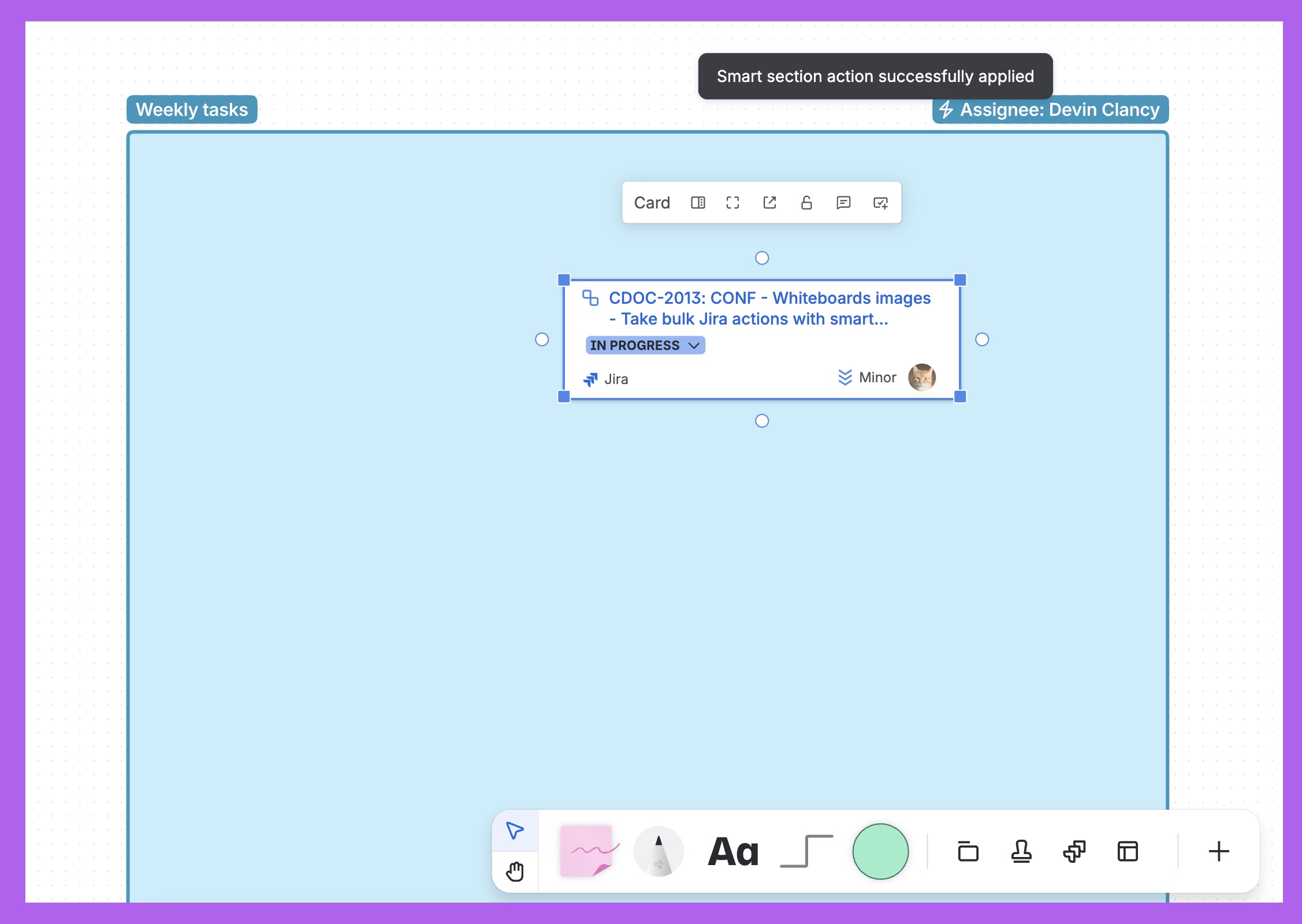 課題をスマート セクションにドラッグする