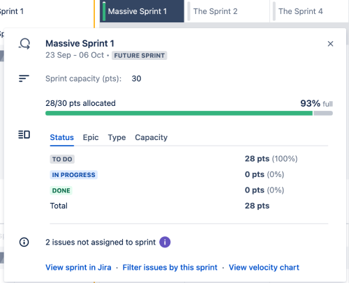 Change the capacity of an iteration from your timeline in Advanced Roadmaps for Jira Software Cloud.