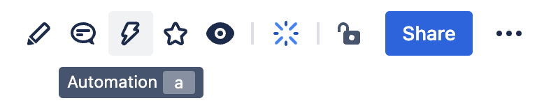 Menu shows lightning bolt icon for automation at the top of a published page