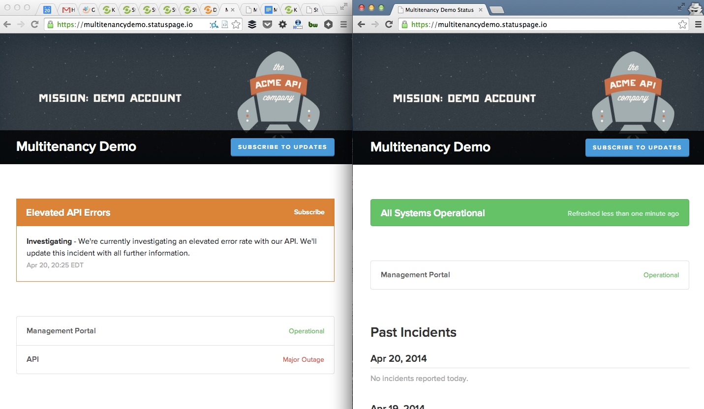 screenshot of multitenancy incident update