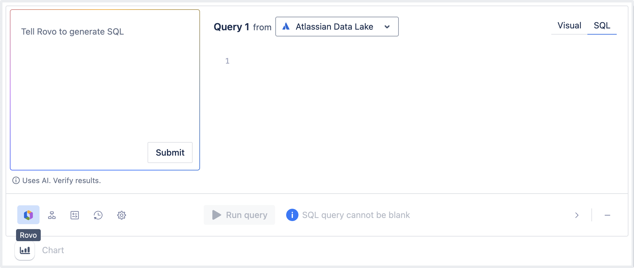 Rovo tab in SQL mode query