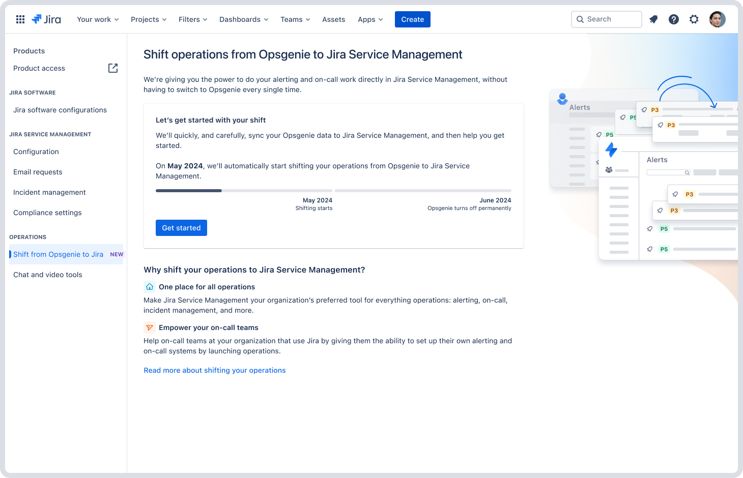 Shift from Opsgenie to Jira page