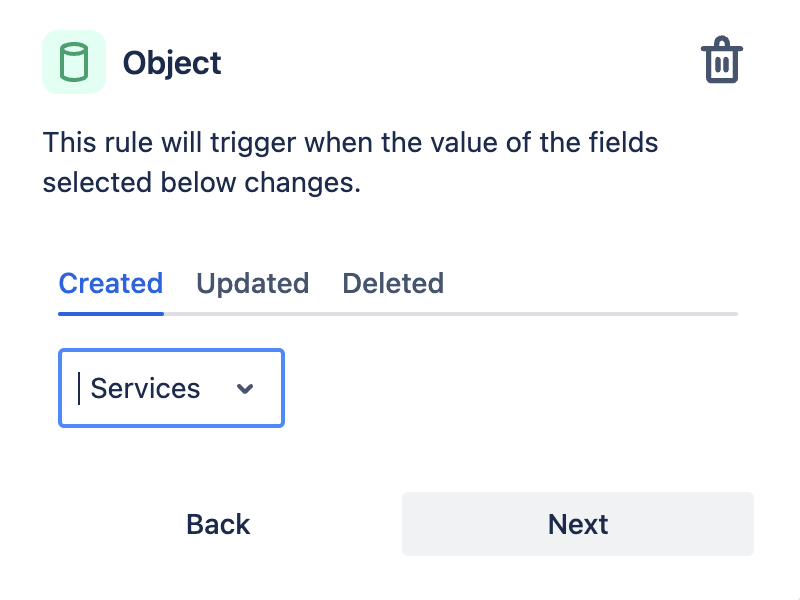 Object trigger in automation