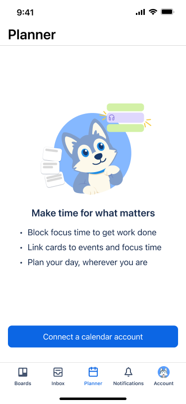 Connect a calendar to Planner on Trello mobile.