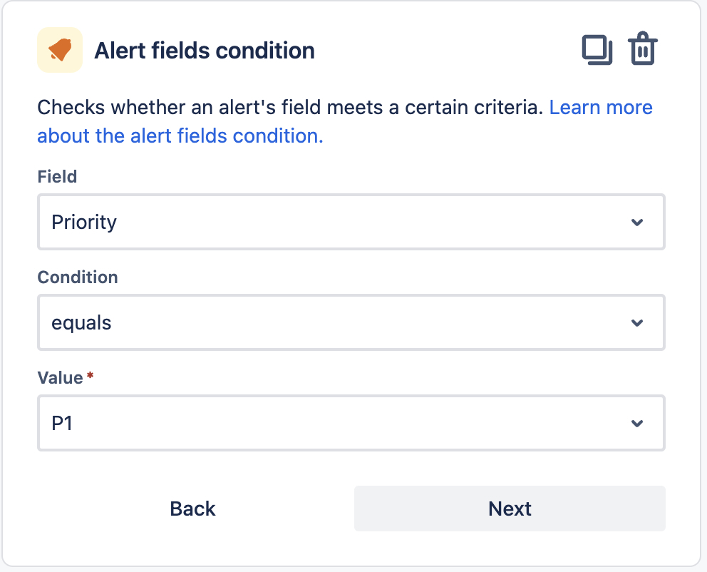 Alert fields condition in automation
