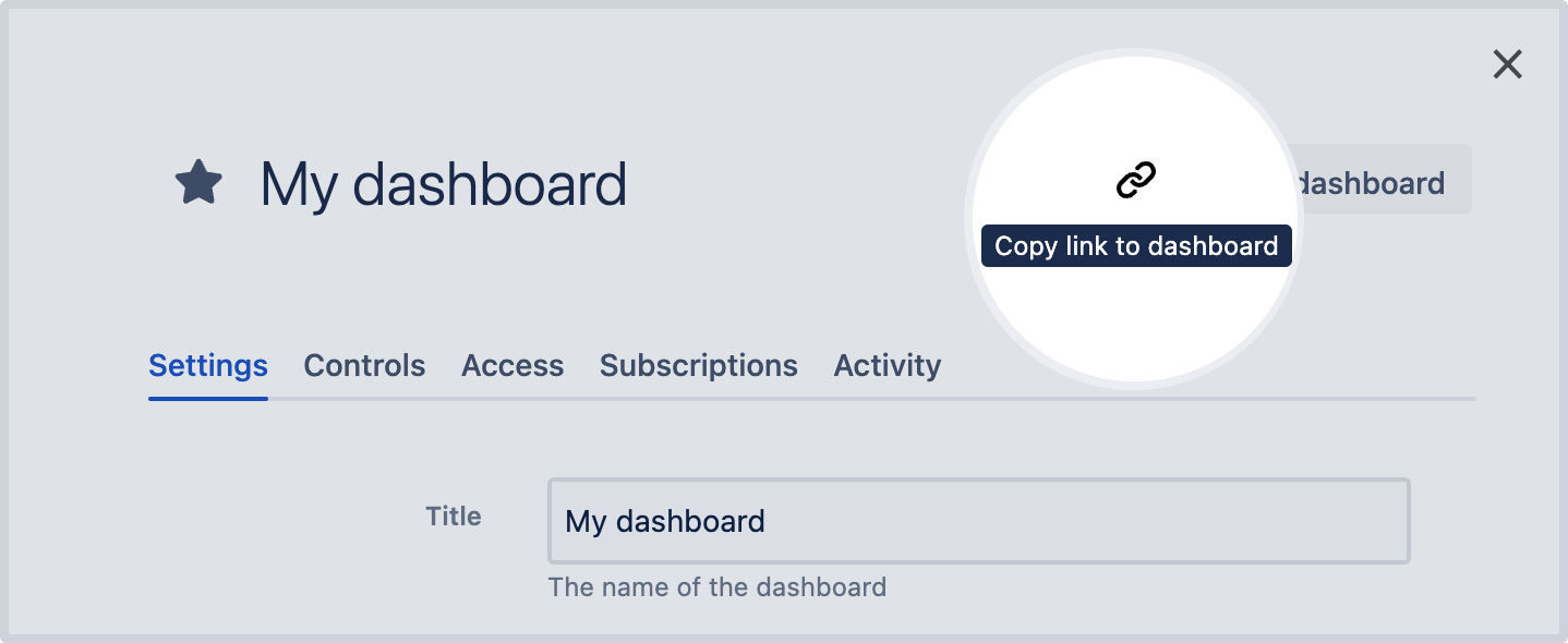 Copy link to the "My dashboard" dashboard