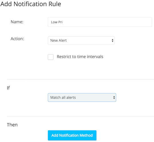 A screenshot showing a sample notification settings for a new alert type.
