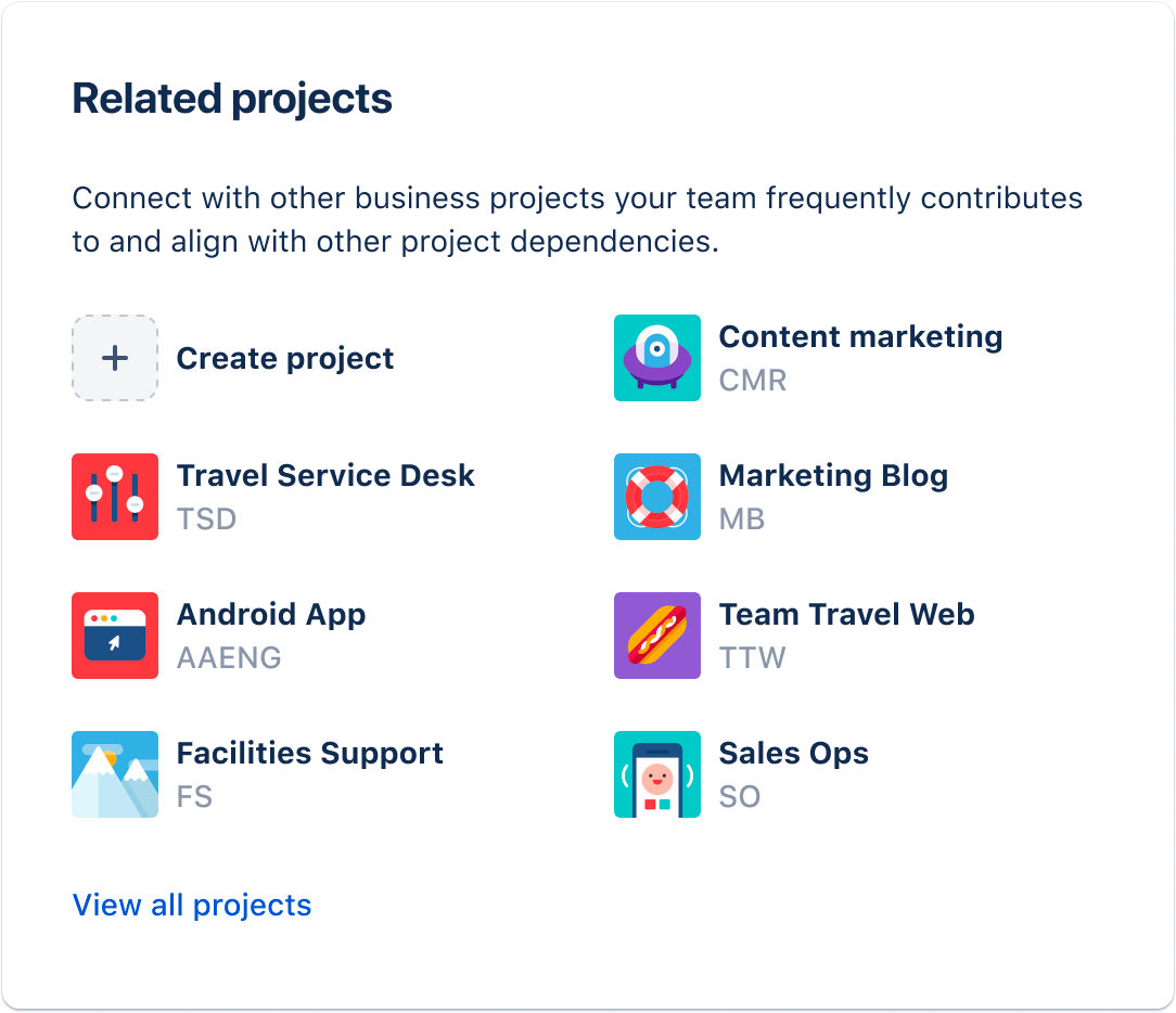 alt="Related projects in the Summary page."