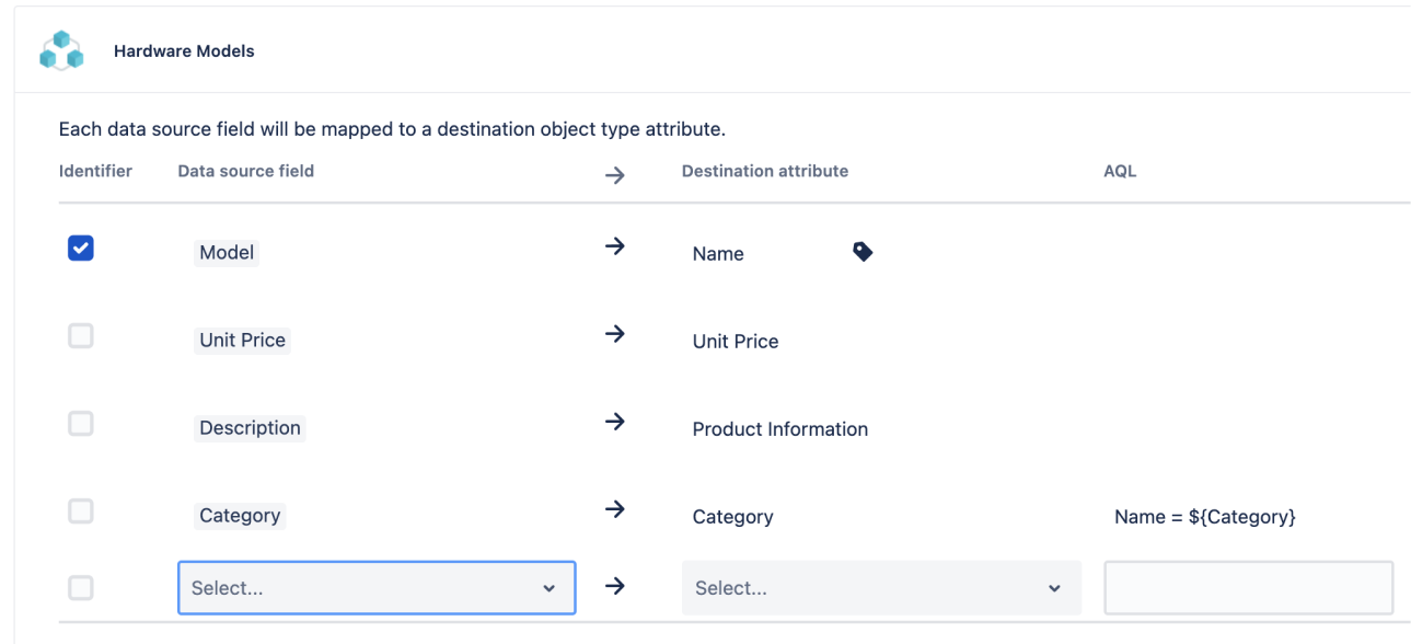 Screenshot showing how to use AQL in imports