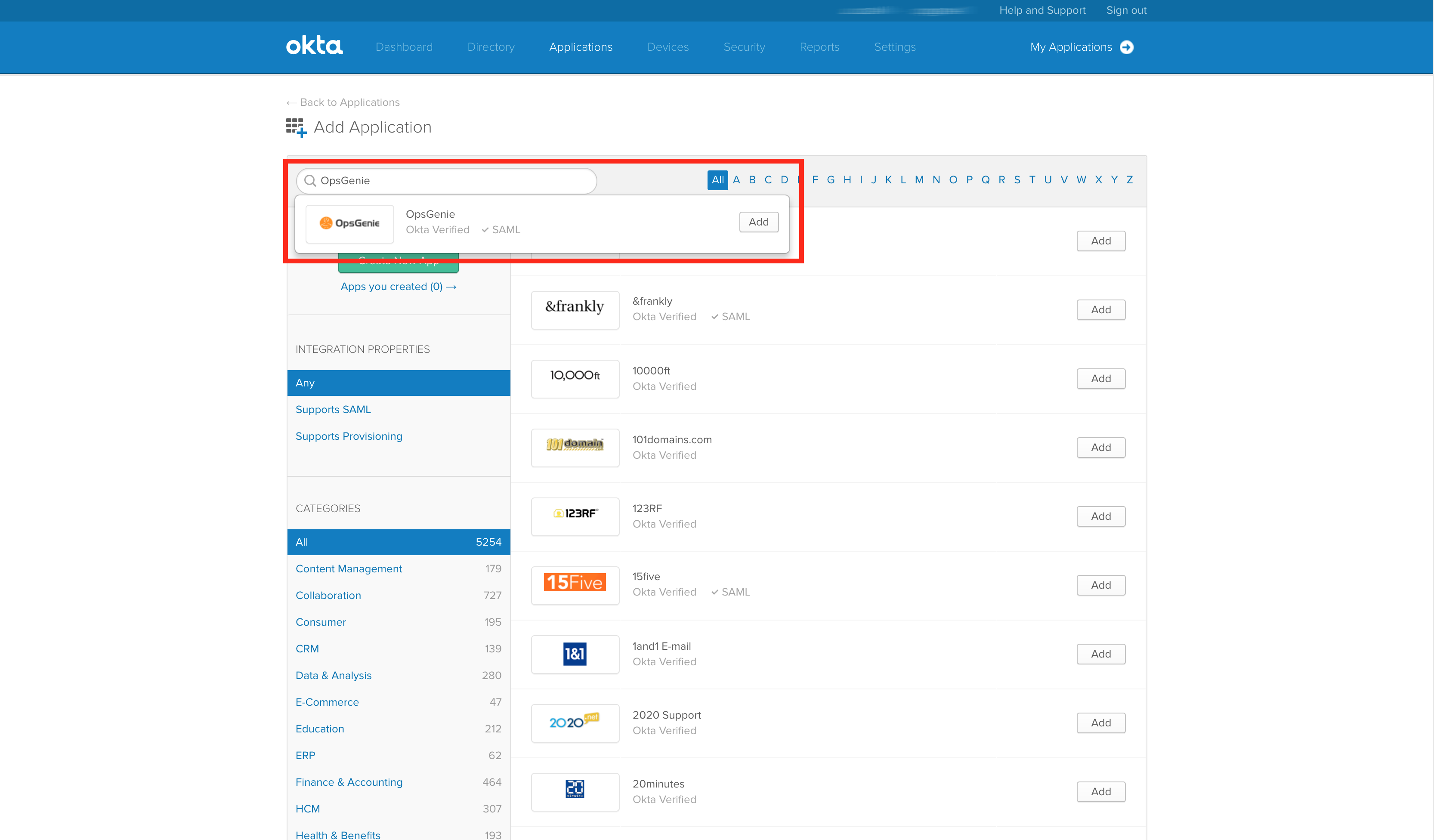 An image showing the Okta search bar.