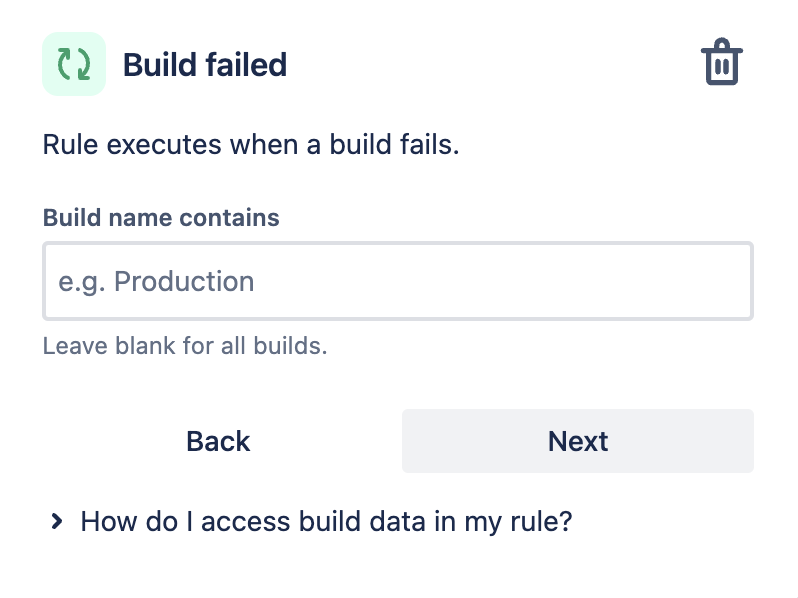 Build failed trigger in automation