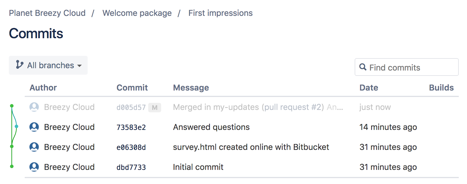 example of commits 