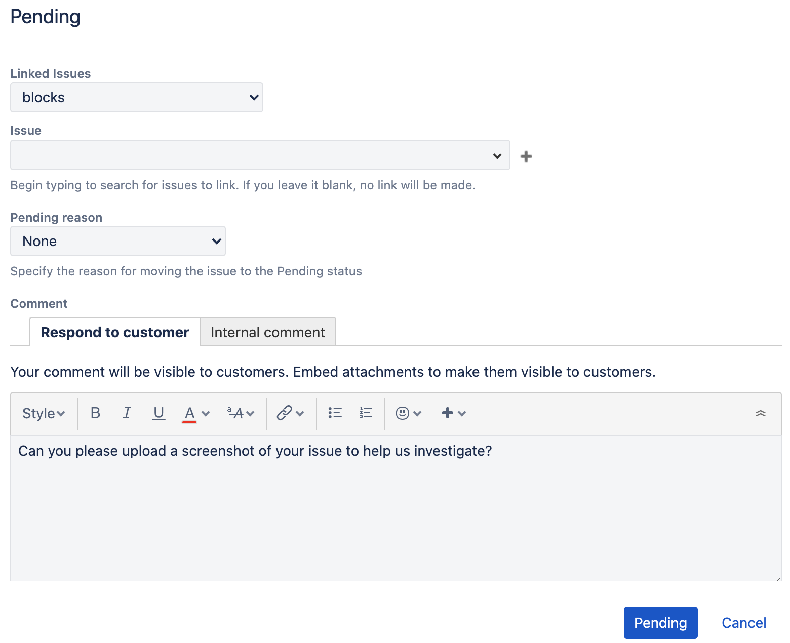 Update workflow status to pending