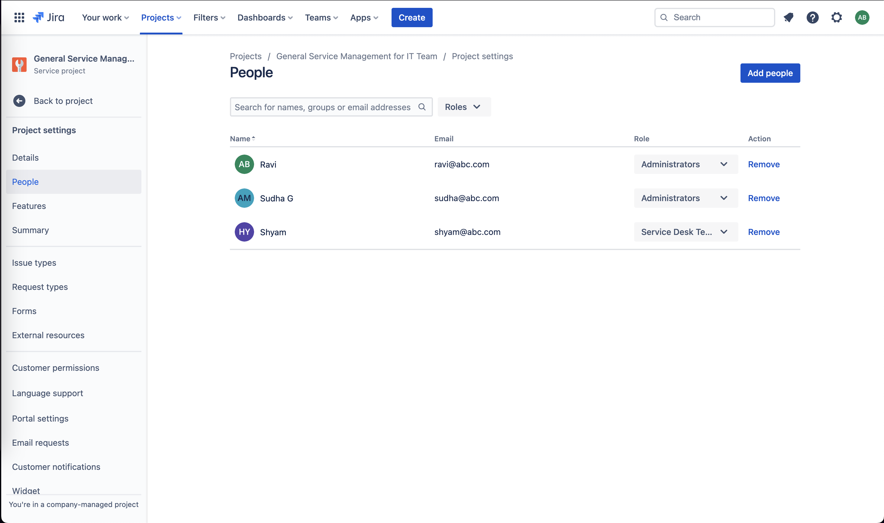 You can changes permissions for all your team members inside the User roles page in Jira Service Management.